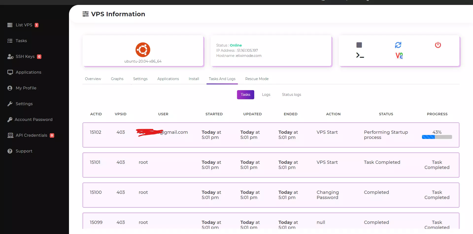 Dedicated Server Control Panel