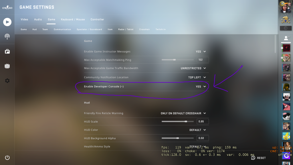 csgo settings to enable developer console