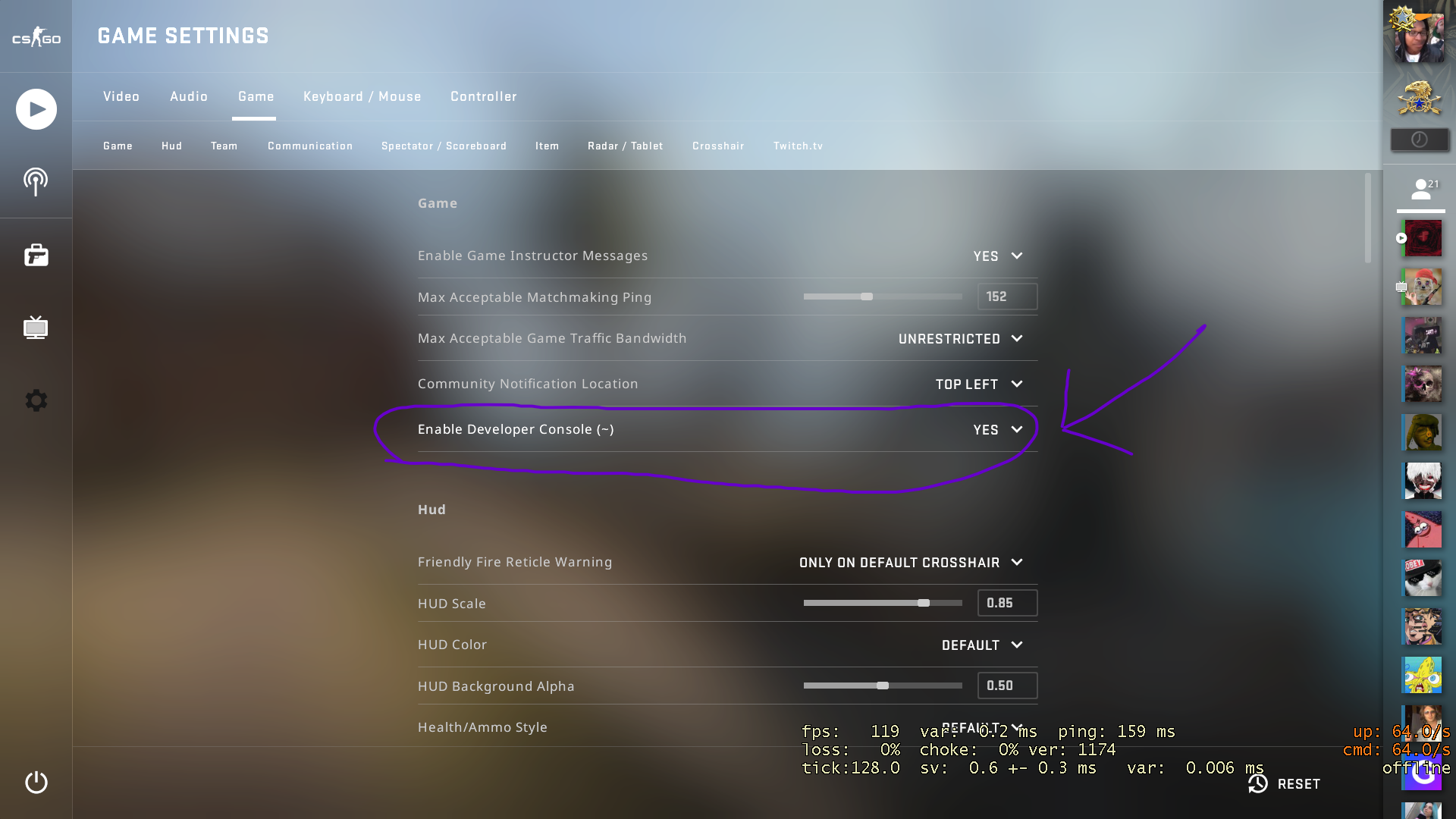 how to activate saved config csgo