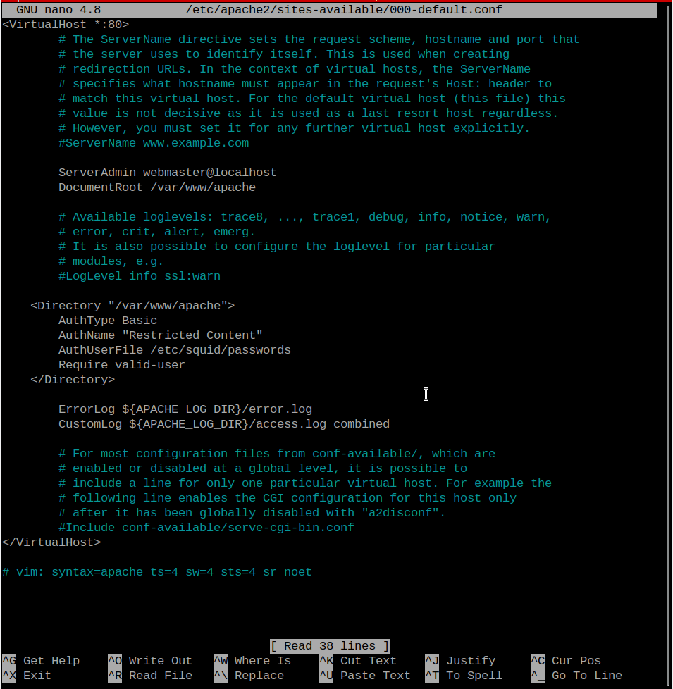 Webserver configuration