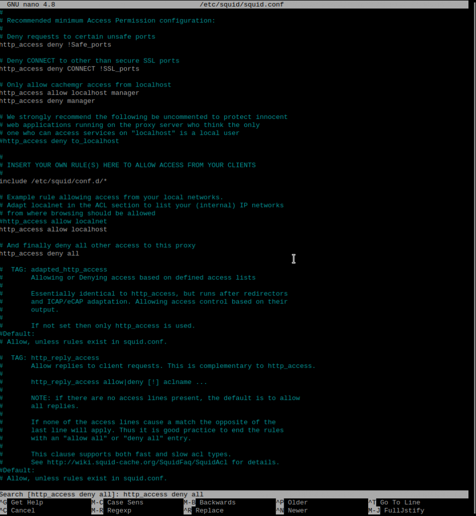 initial Squid configuration with port changes.