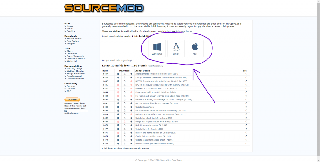 SourceMod download page