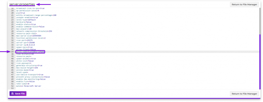minecraft server properties